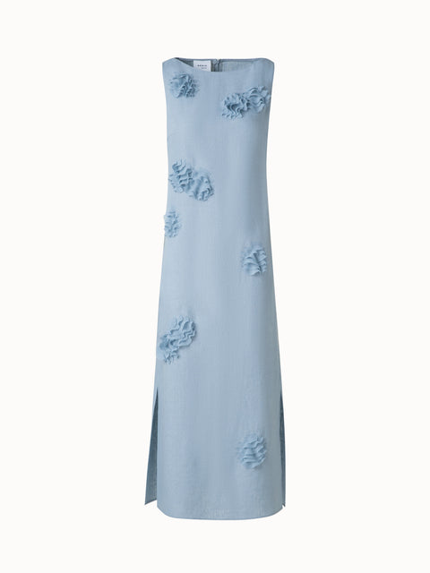 Midi-Leinen-Kleid mit 3D Carnation-Applikation