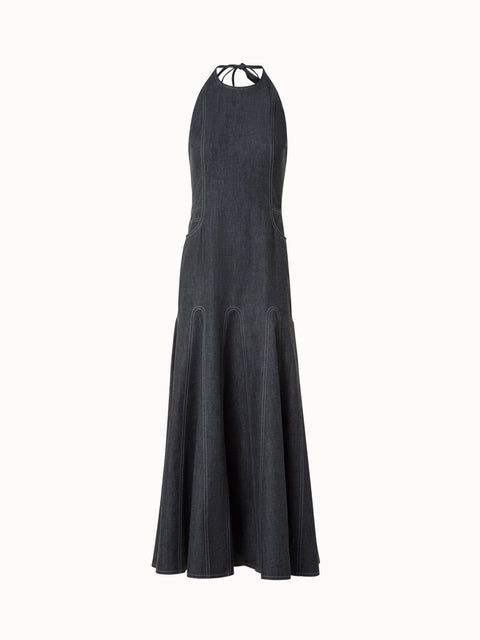 Midi-Denim-Halterkleid