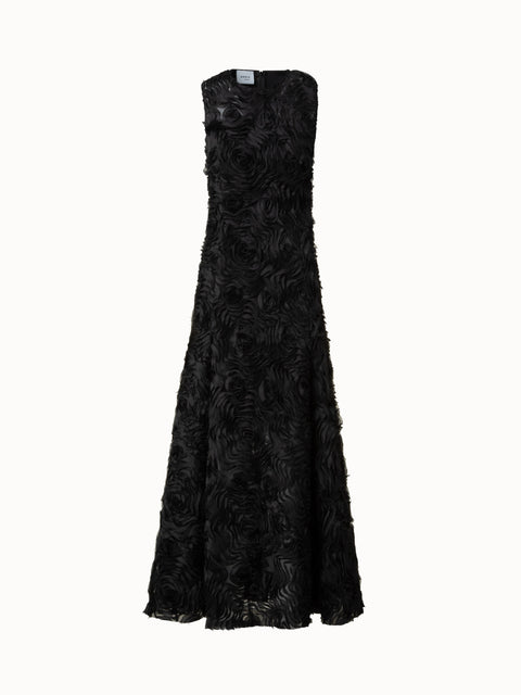 Flared Midikleid mit 3D Carnation Stickerei