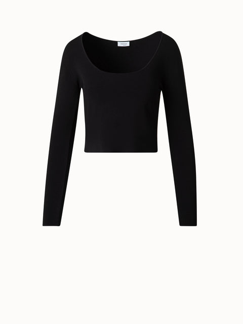 Langärmeliges Cropped-Strick-Top aus Viskose