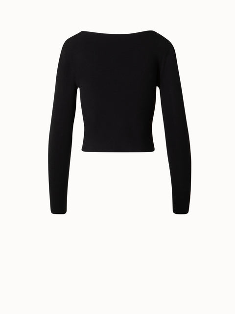 Langärmeliges Cropped-Strick-Top aus Viskose