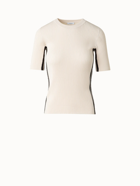Kurzarmpullover mit Kontraststreifen