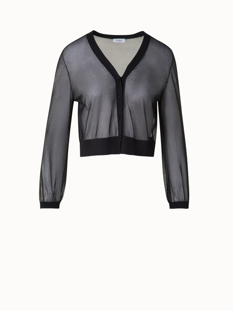 Transparenter Cardigan mit Volumenärmeln
