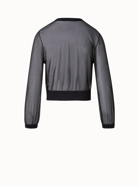 Transparenter Cardigan mit Volumenärmeln