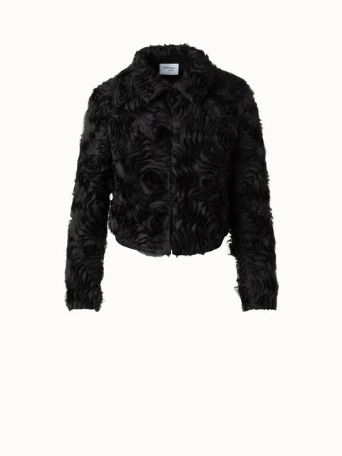 Kurze Jacke mit 3D Carnation Stickerei