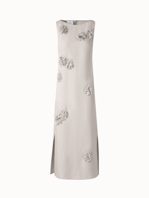 Midi-Leinen-Kleid mit 3D Carnation-Applikation