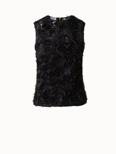 Ärmellose Bluse mit 3D Carnation Stickerei