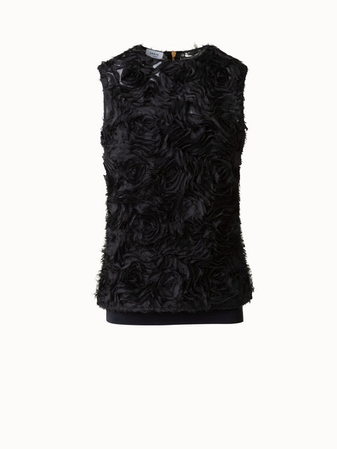 Ärmellose Bluse mit 3D Carnation Stickerei