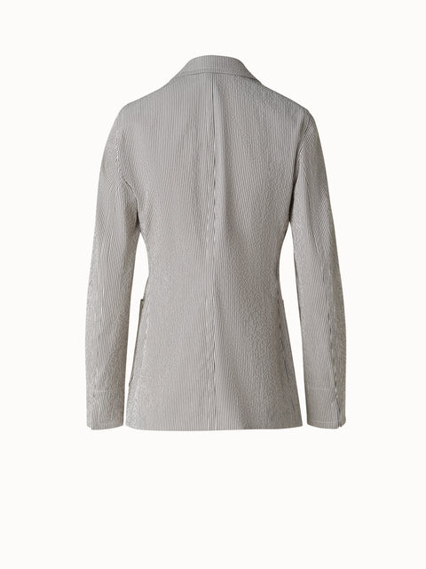 Einreihiger Blazer aus Baumwoll-Seersucker