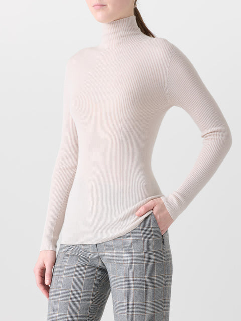Kaschmir-Seiden-Strickpullover mit Stehkragen