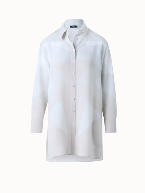 Seiden-Tunika-Bluse mit Chiaroscuro Druck