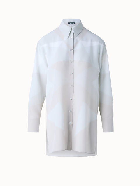 Seiden-Tunika-Bluse mit Chiaroscuro Druck