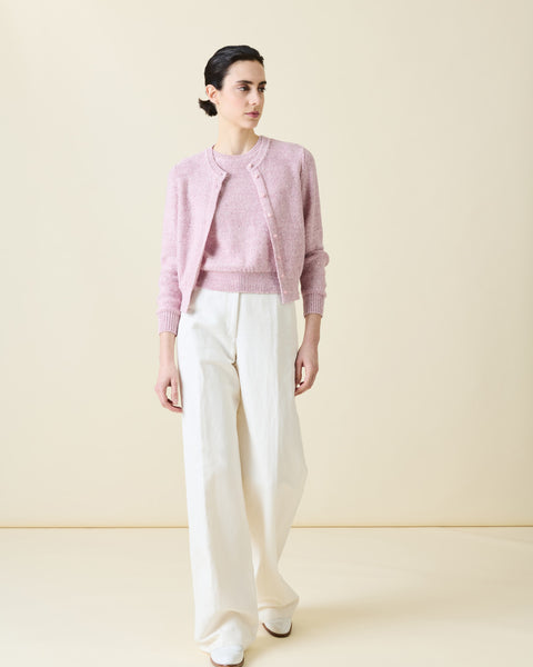 Leinen-Baumwoll-Cardigan mit Micro-Pailletten