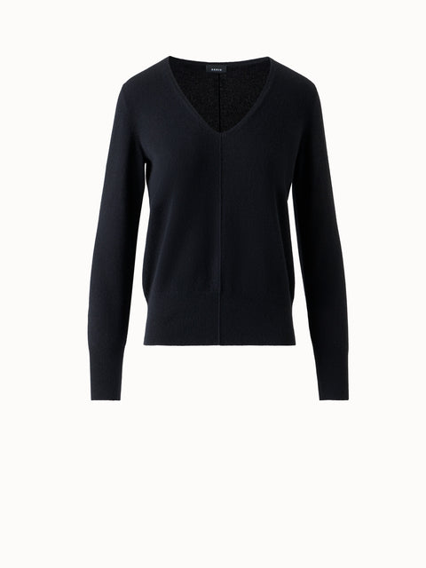 100% Kaschmir-Pullover mit V-Ausschnitt