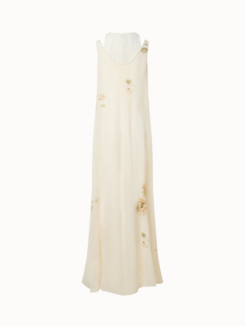 Double-Layer-Seidenkleid mit Anemone Druck