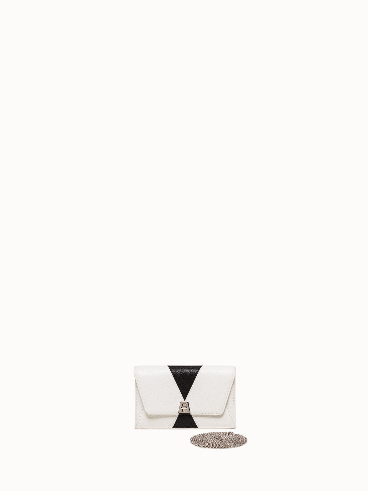Umhängetasche, Schultertasche, Clutch aus Cervo-Kalbsleder - Schwarz - Weiss