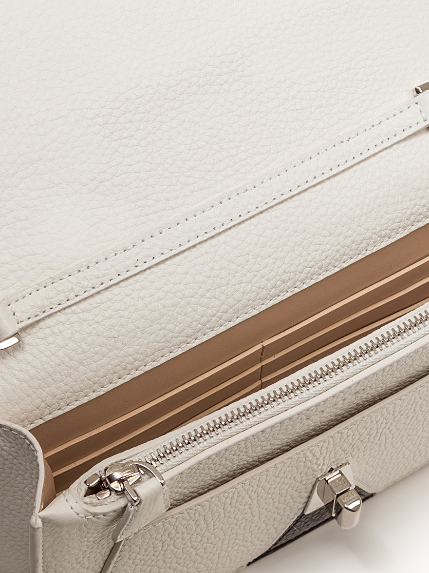 Umhängetasche, Schultertasche, Clutch aus Cervo-Kalbsleder - Schwarz - Weiss