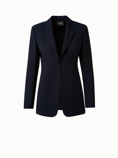 Woll-Doubleface-Blazer mit Leder-Kragen