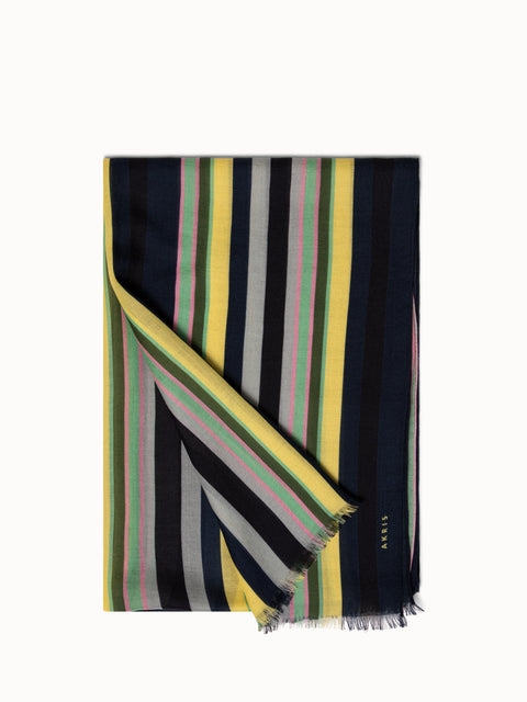 Kaschmir Seiden Schal mit Polychromatic Stripes Druck