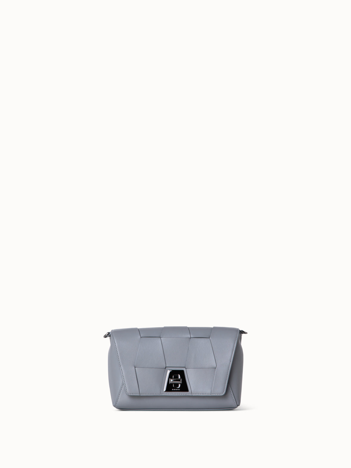 Small Anouk Day Bag in Braided Leather Trapezoids - grey