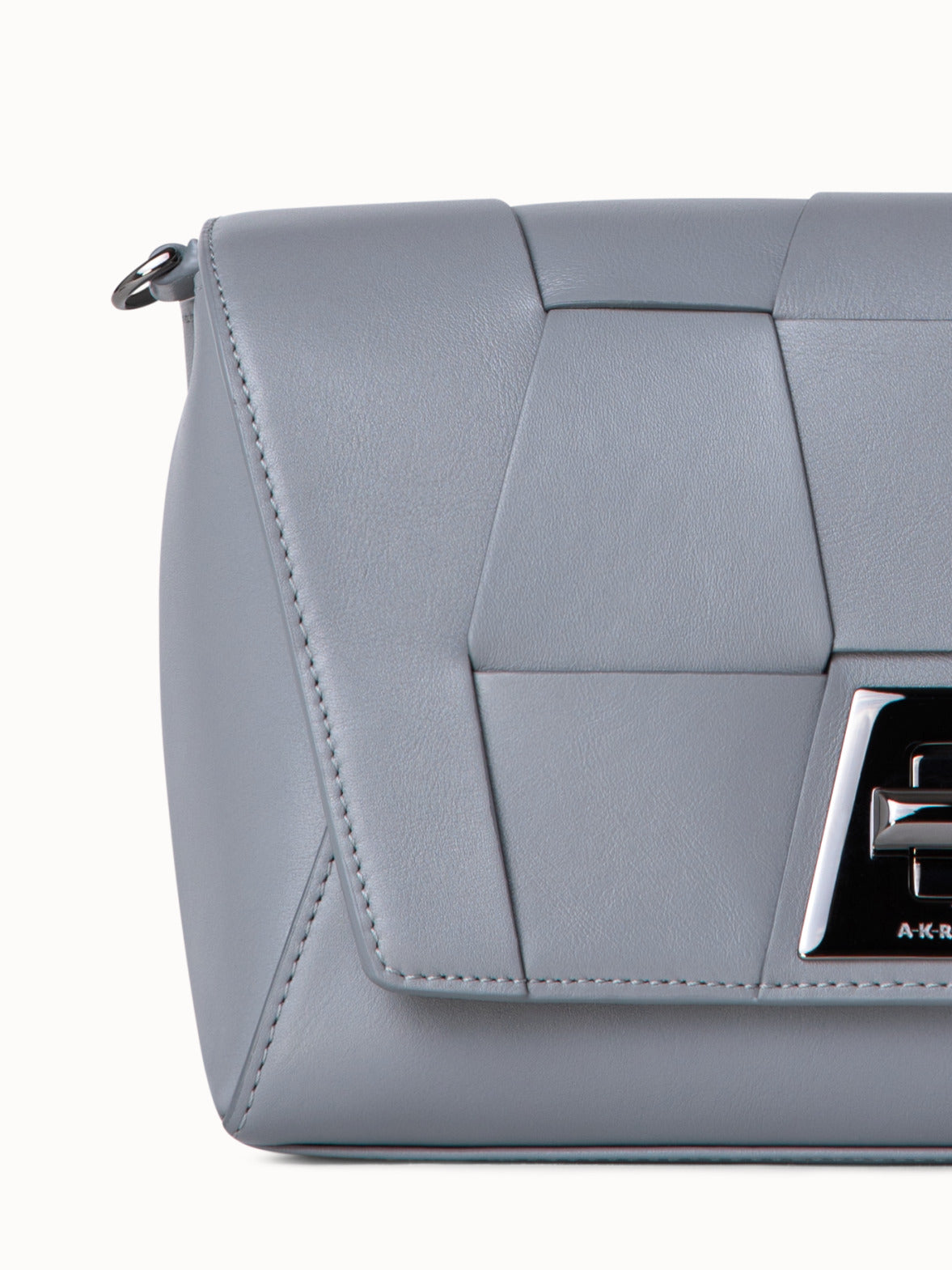Small Anouk Day Bag in Braided Leather Trapezoids - grey