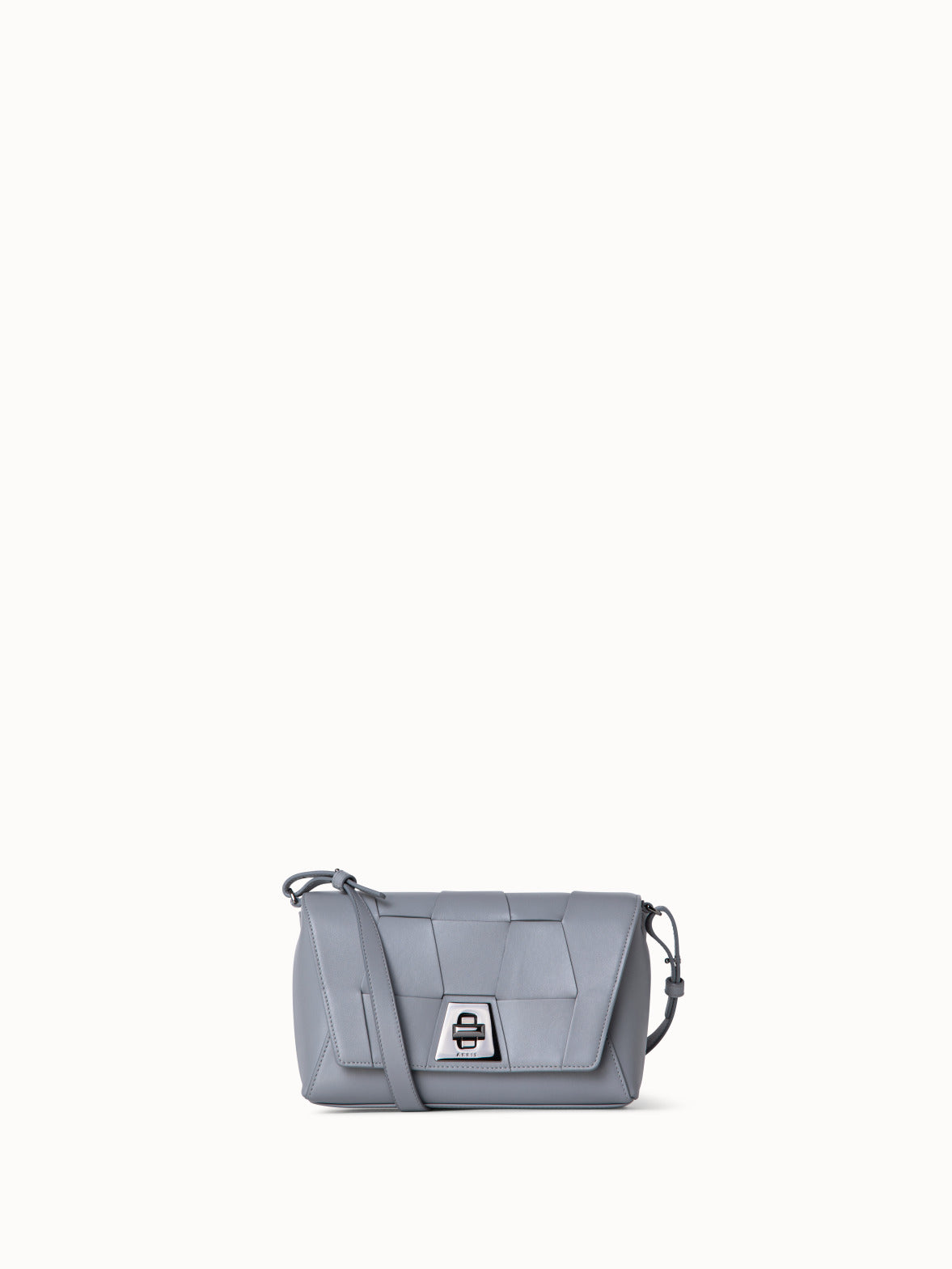 Small Anouk Day Bag in Braided Leather Trapezoids - grey