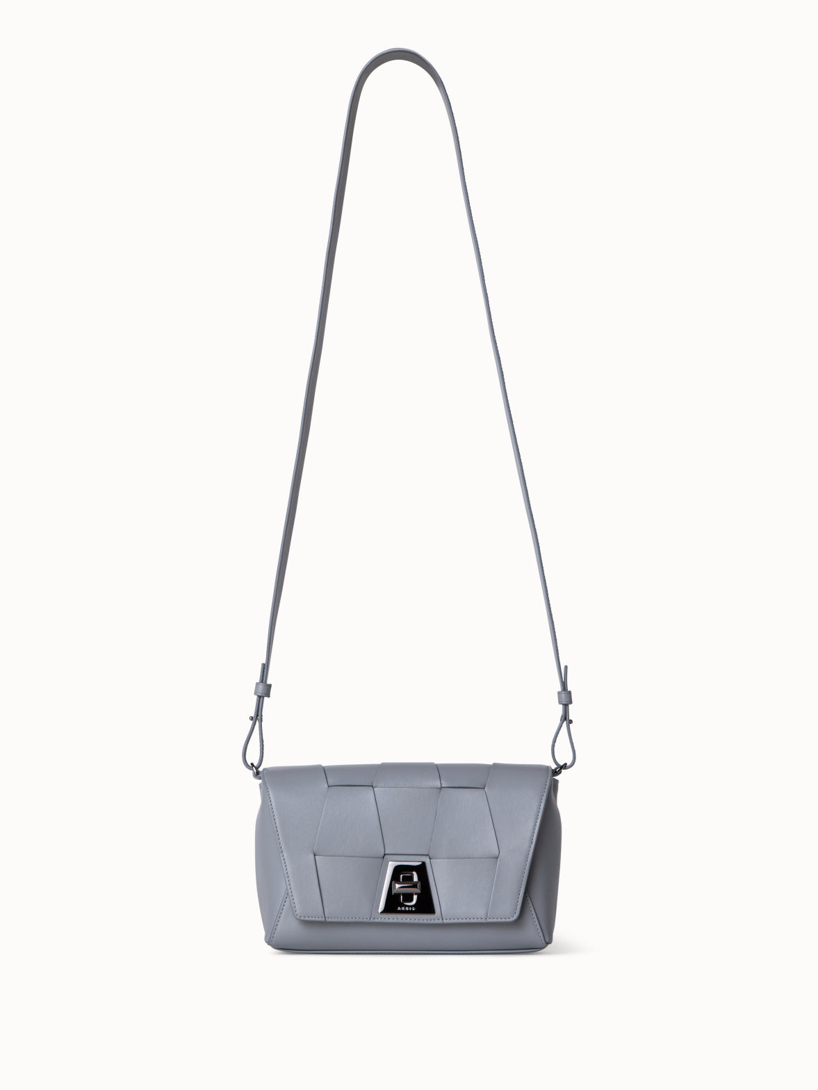 Small Anouk Day Bag in Braided Leather Trapezoids - grey