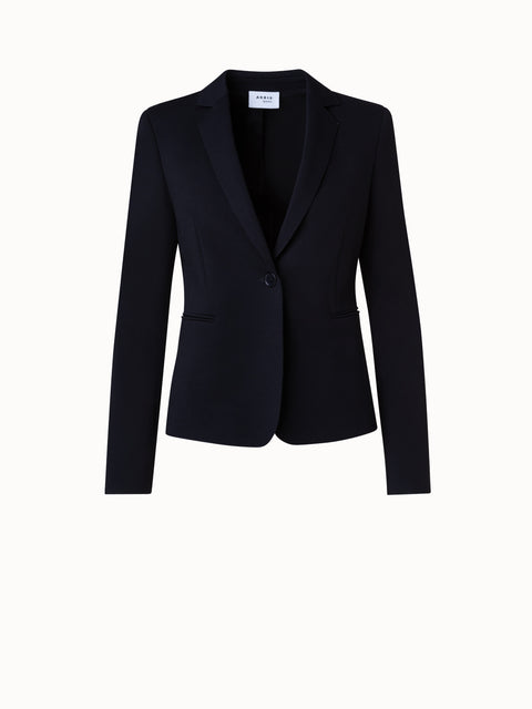 Jersey Blazer mit Faux-Leder-Kragen