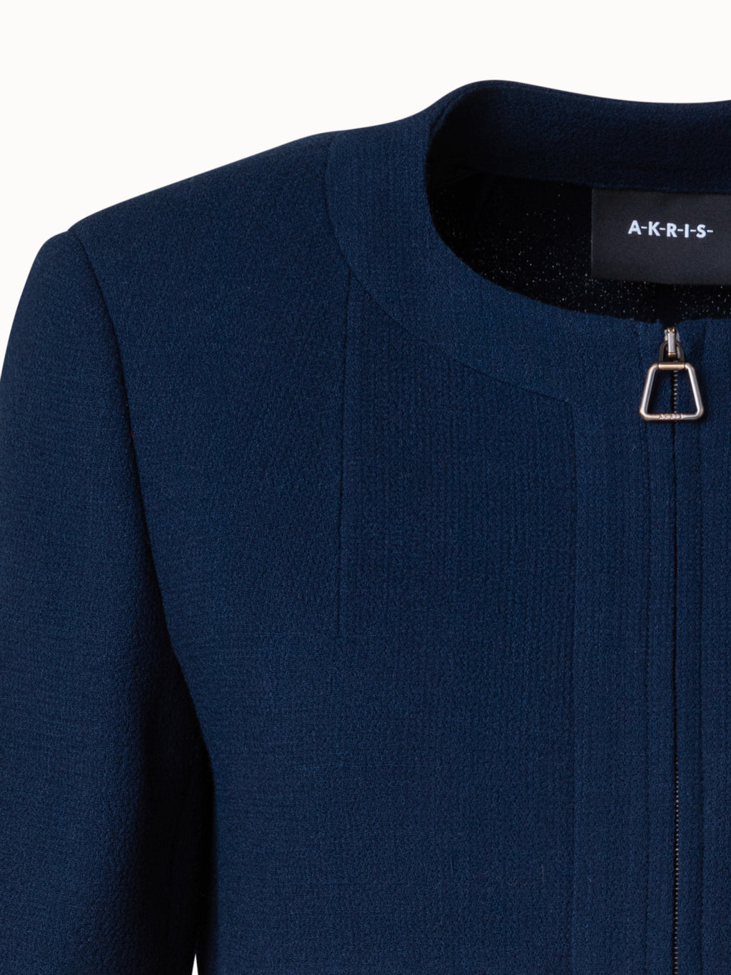 Kurze Jacke aus Woll-Crêpe-Doubleface - Blau - Dunkelblau