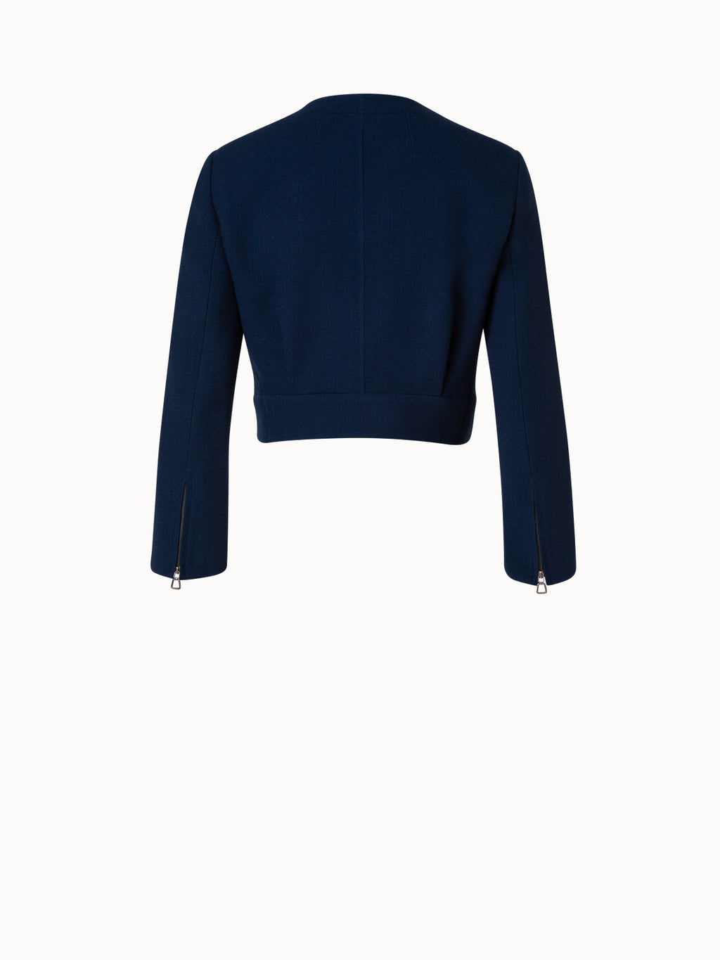 Kurze Jacke aus Woll-Crêpe-Doubleface - Blau - Dunkelblau