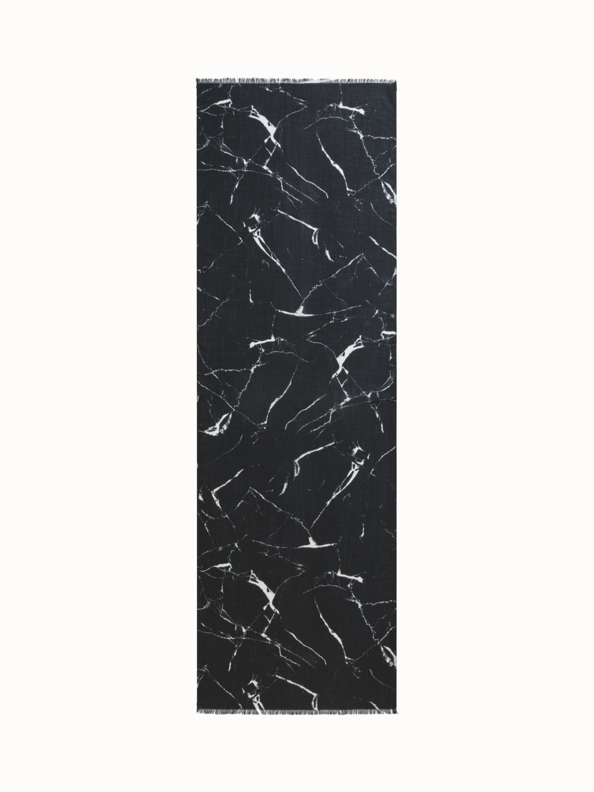 Scarf in Cashmere and Silk with Karma Mable Print - black