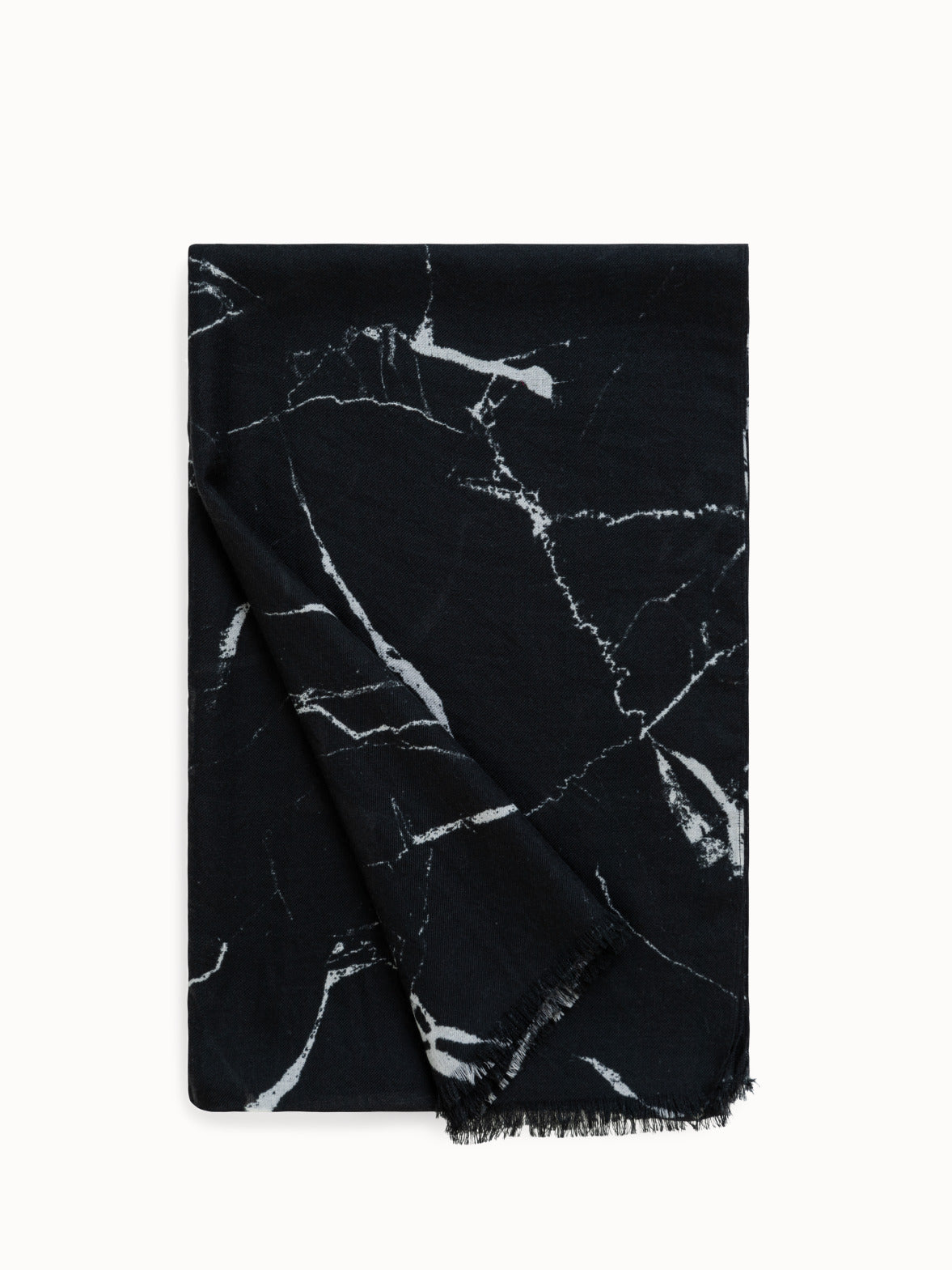 Scarf in Cashmere and Silk with Karma Mable Print - black