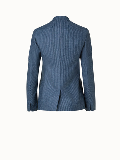 Zweireihige Jacke aus gestreiftem Woll-Flannel