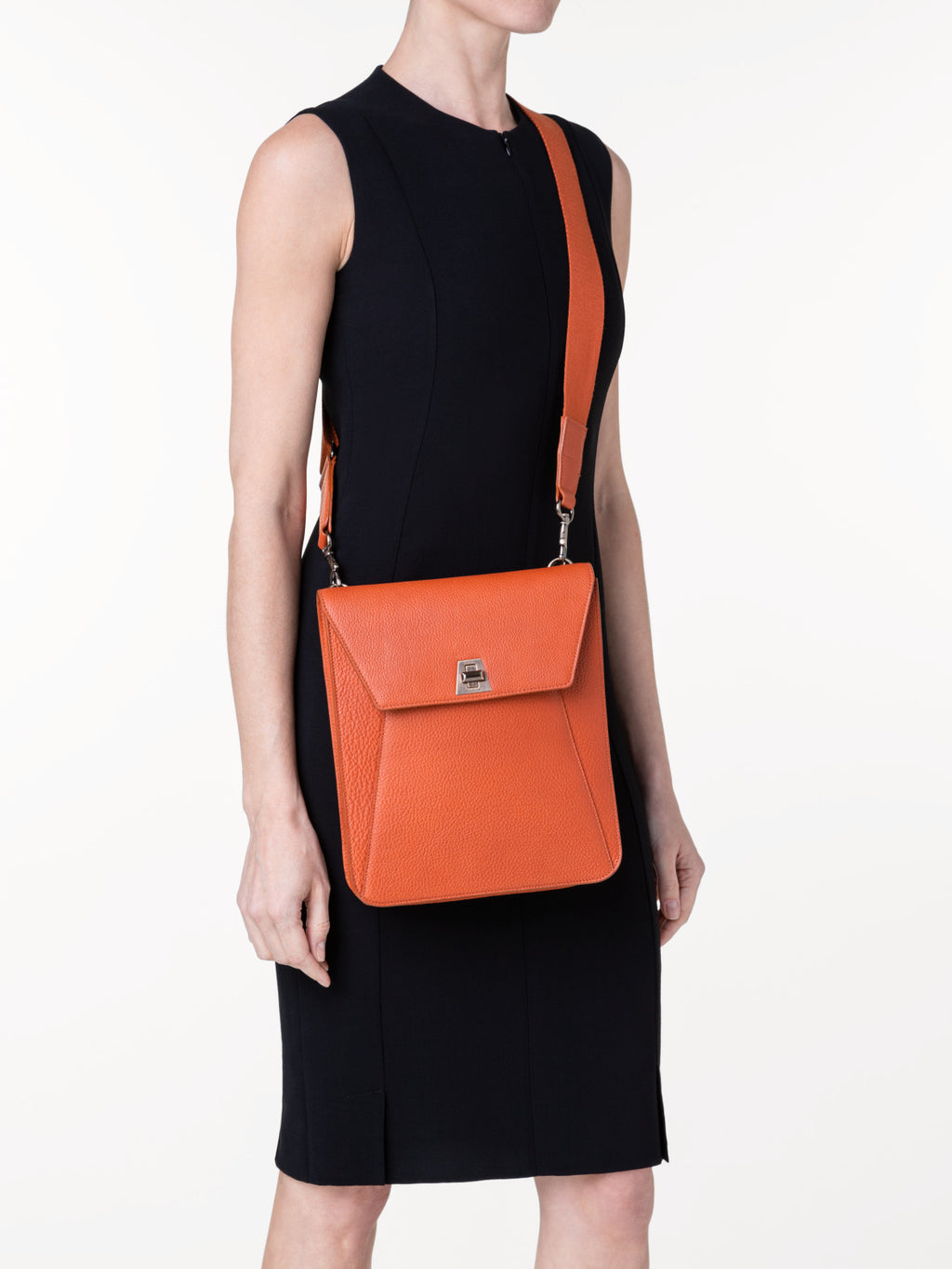 Small Anouk Messenger Tasche aus Leder - Orange