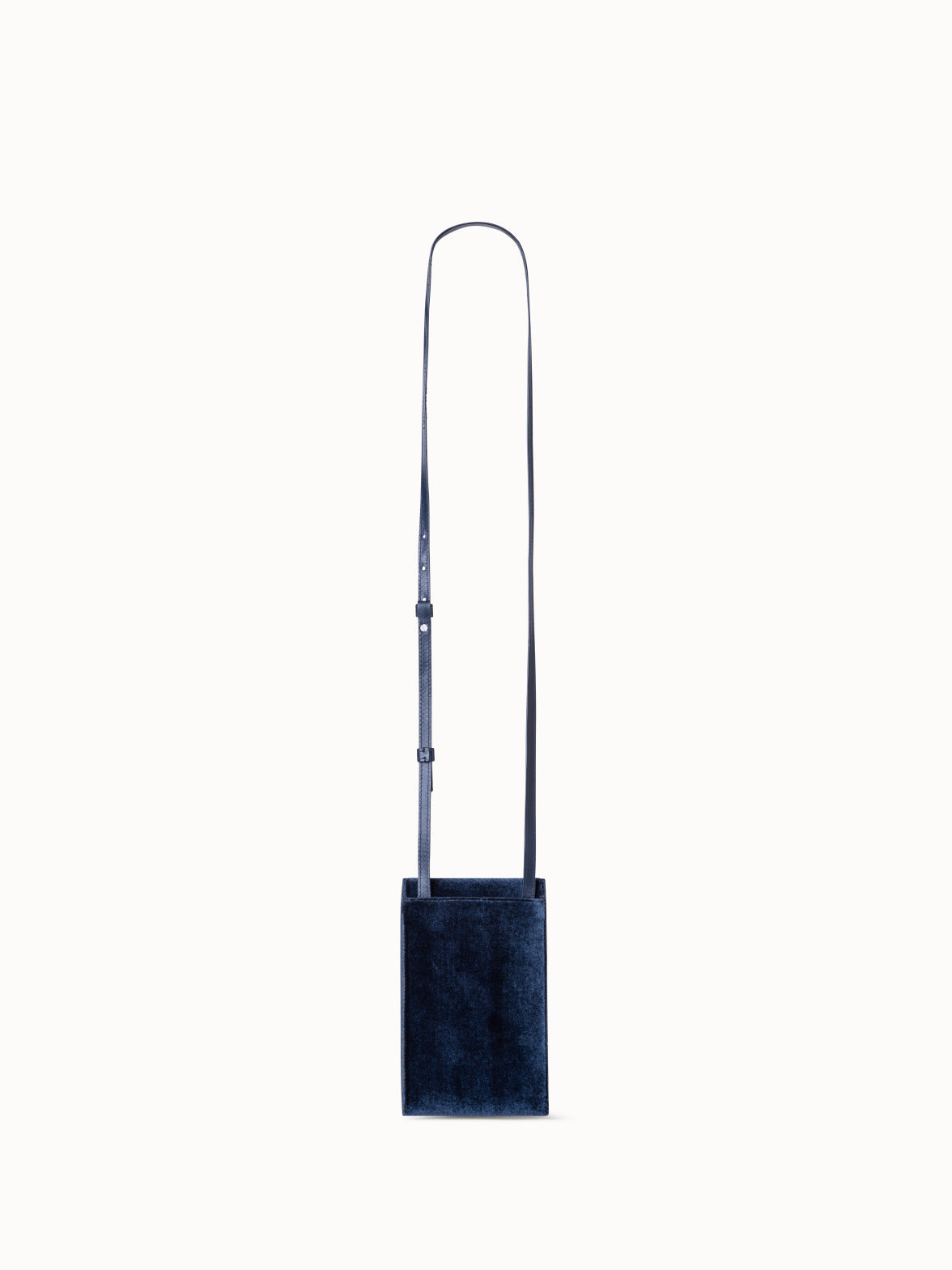 Anouk Phone Pouch in Velvet and Leather - navy
