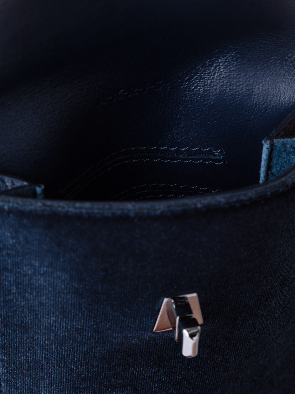 Anouk Phone Pouch in Velvet and Leather - navy