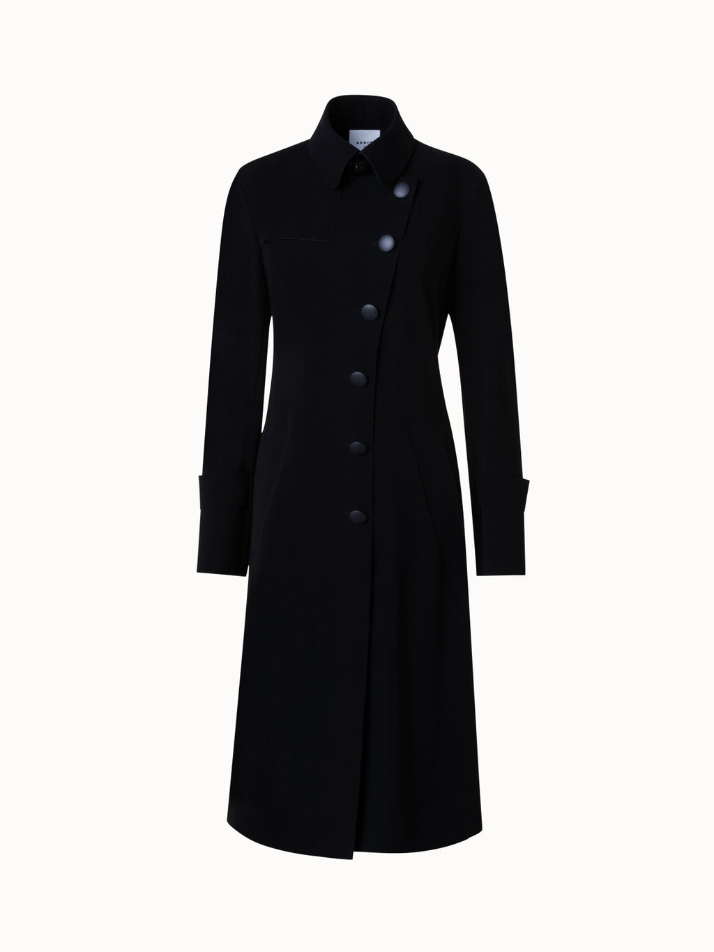 Laser-Cut Trenchcoat aus Crêpe - Schwarz