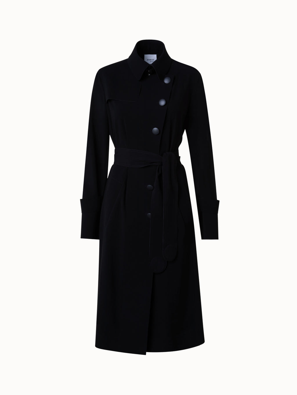 Laser-Cut Trenchcoat aus Crêpe - Schwarz