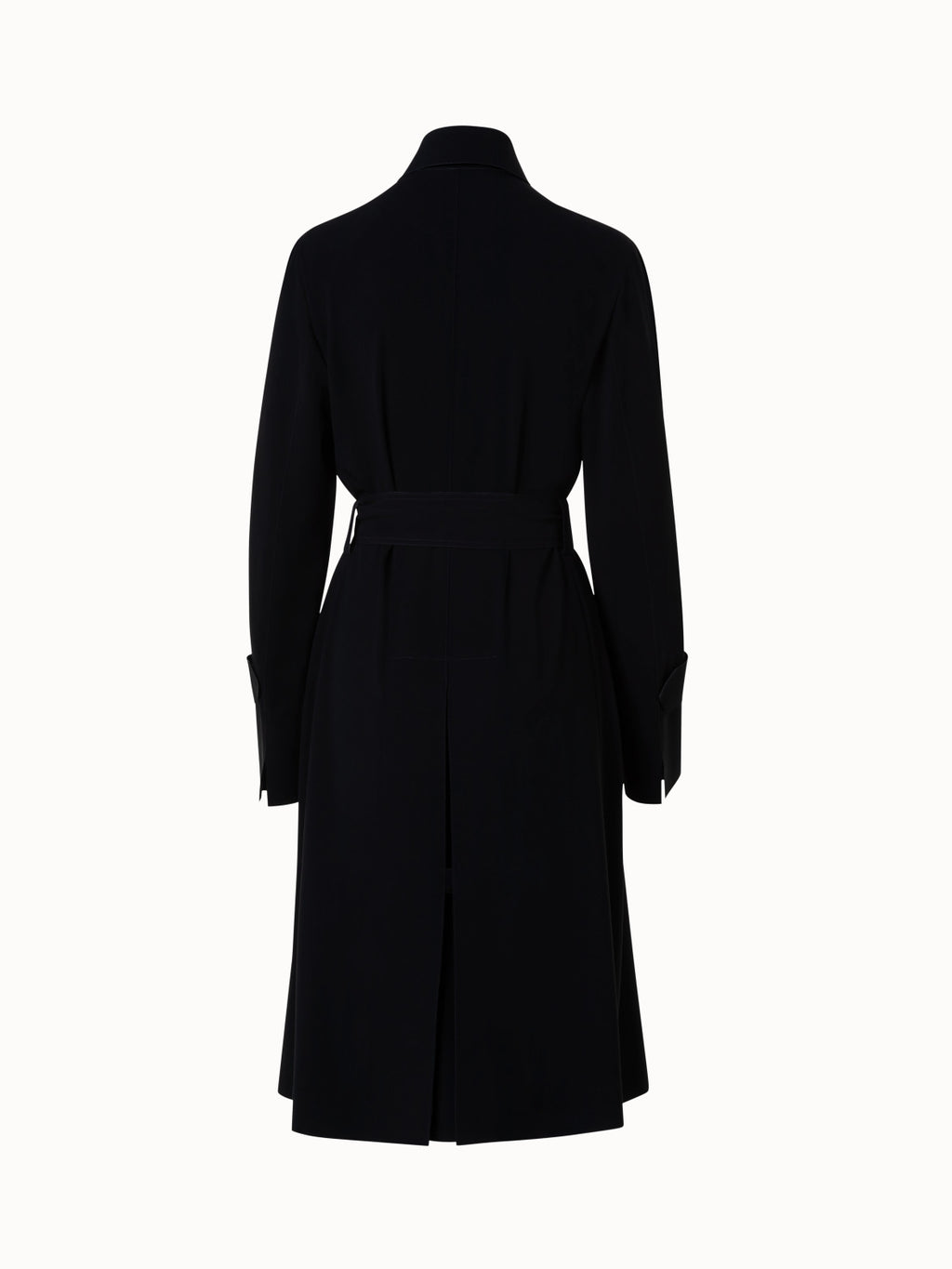 Laser-Cut Trenchcoat aus Crêpe - Schwarz