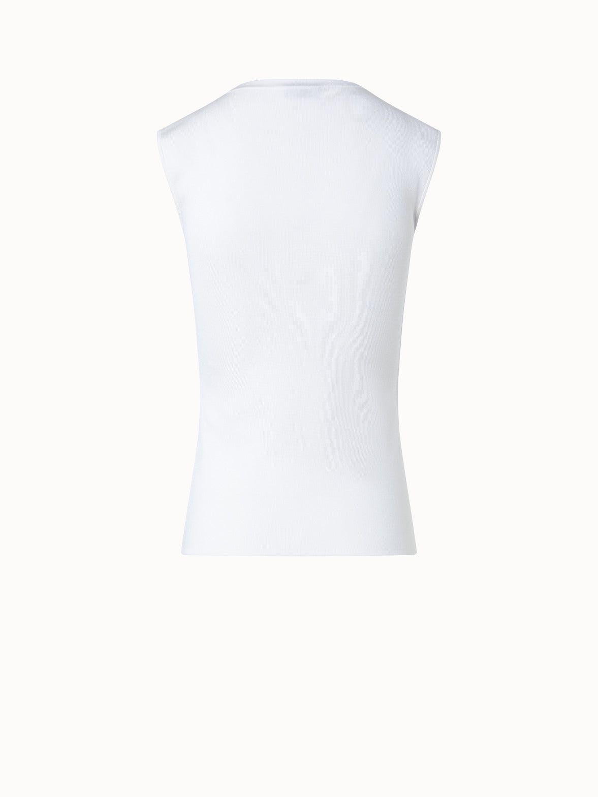 Sleeveless Silk Stretch Knit Top with Crew Neck - white - ecru