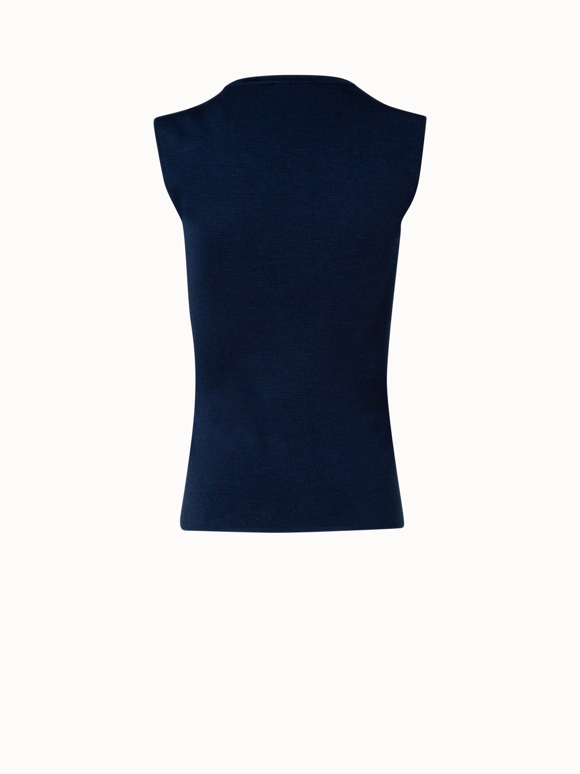 Sleeveless Silk Stretch Knit Top with Crew Neck - blue