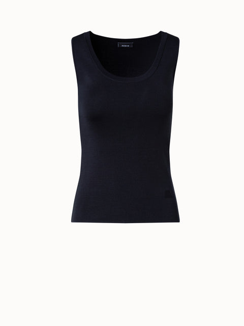 Top aus Seide mit Scoop Neck