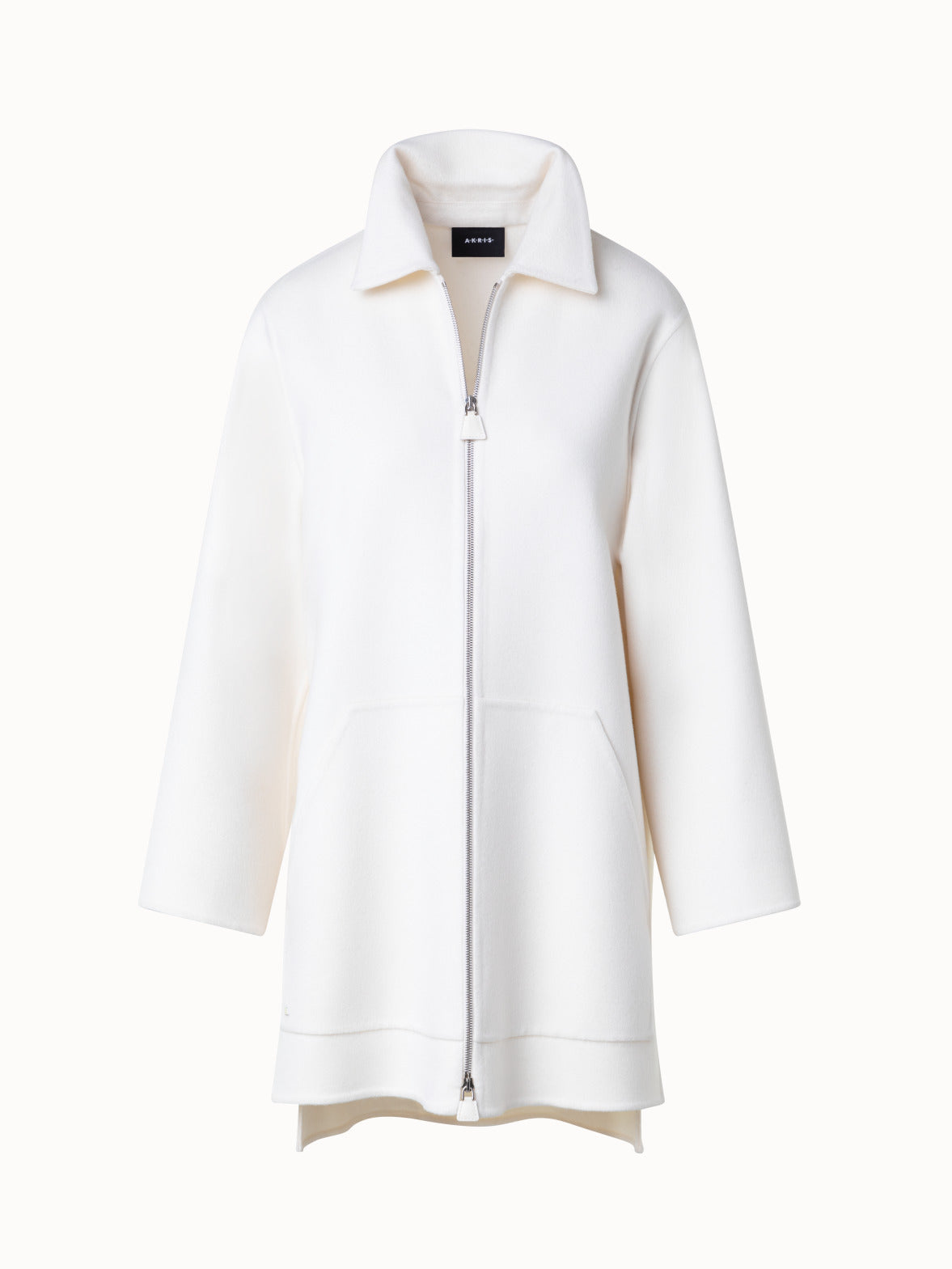 Short Coat in 100% Cashmere Double-Face - white - ecru