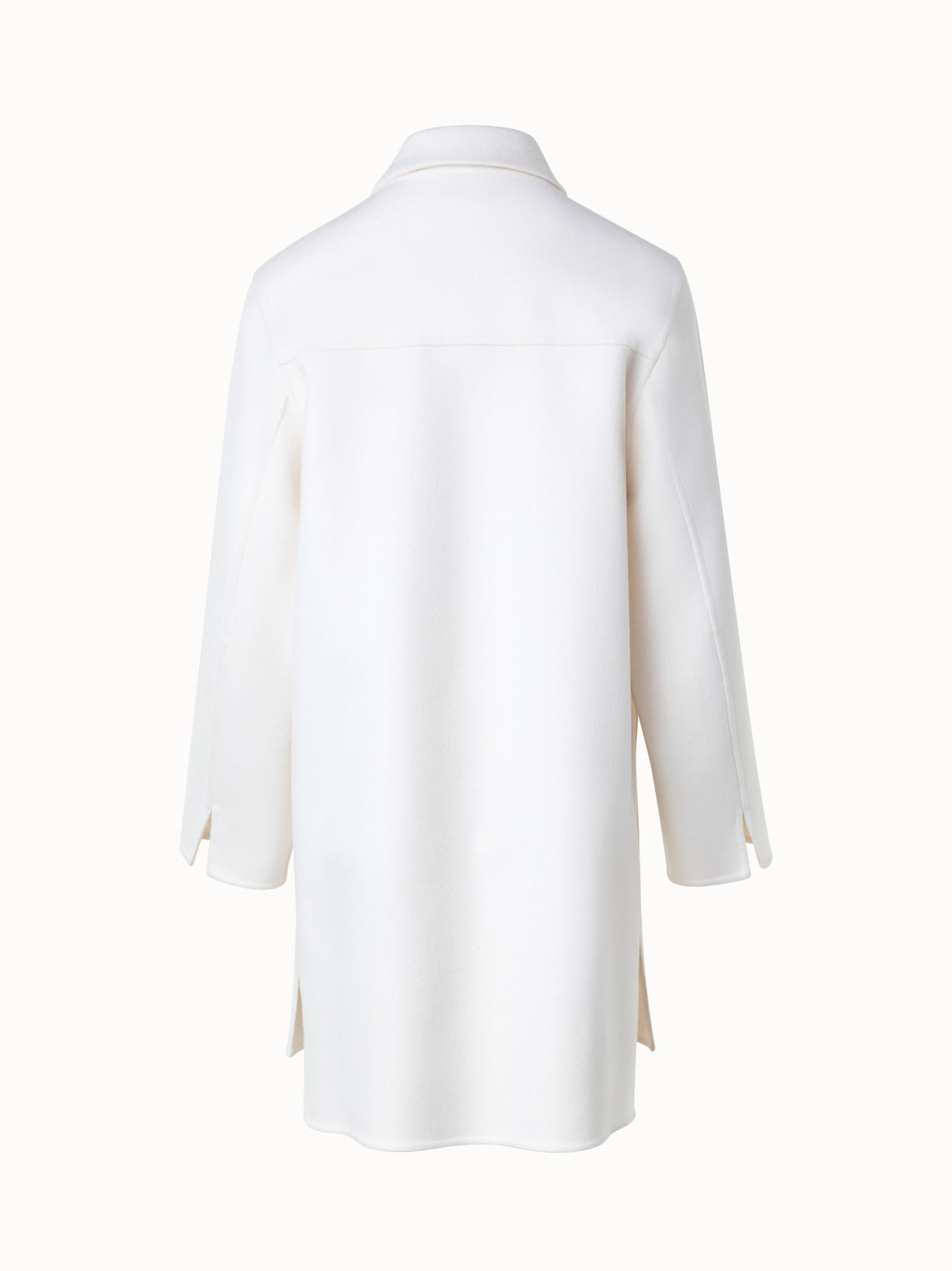 Short Coat in 100% Cashmere Double-Face - white - ecru