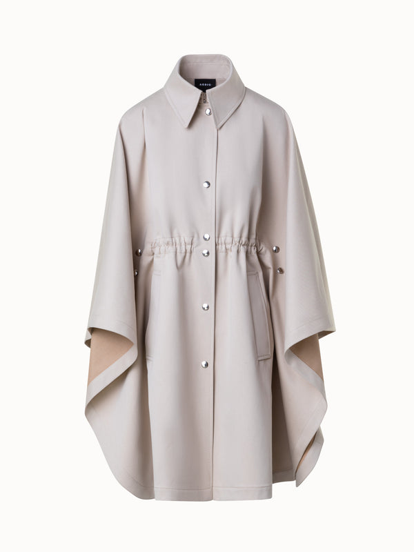 Water Repellent Cape Coat in Cotton Twill - beige