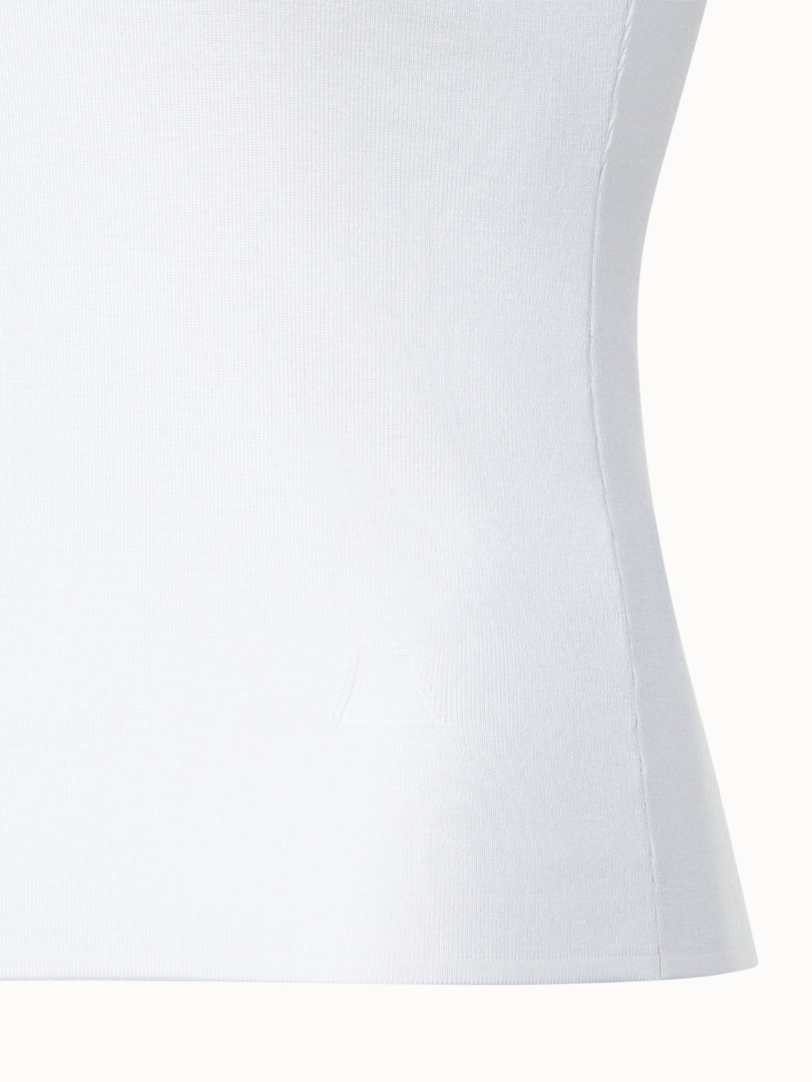 Sleeveless Silk Stretch Knit Top with Crew Neck - white - ecru