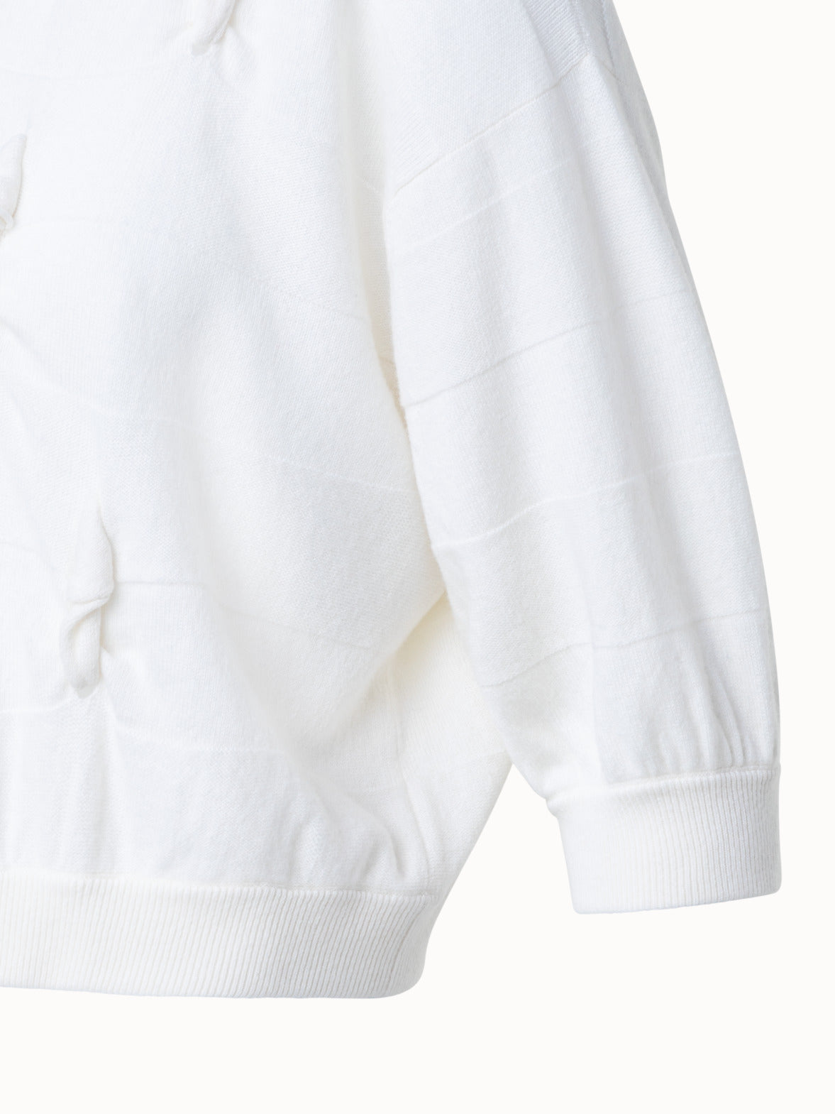 Short Sleeve 100% Cashmere Sweater with Knot Details - white - ecru