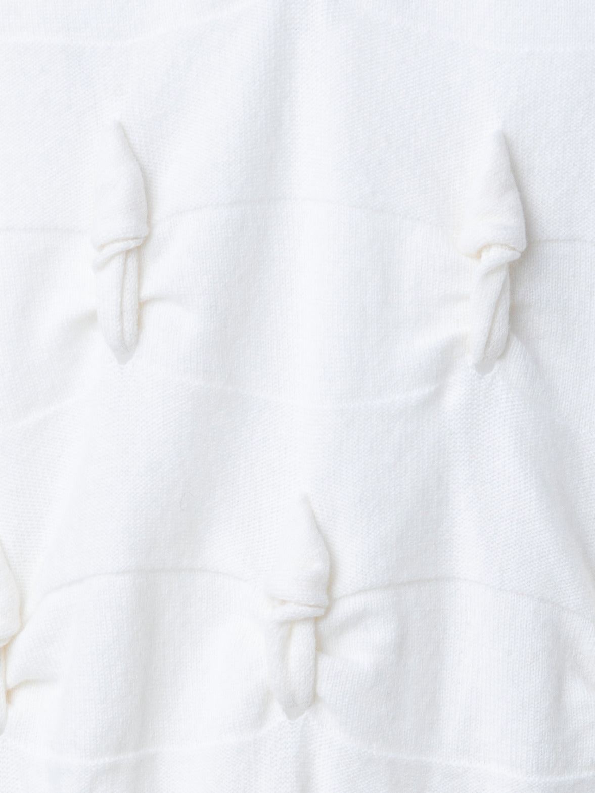 Short Sleeve 100% Cashmere Sweater with Knot Details - white - ecru