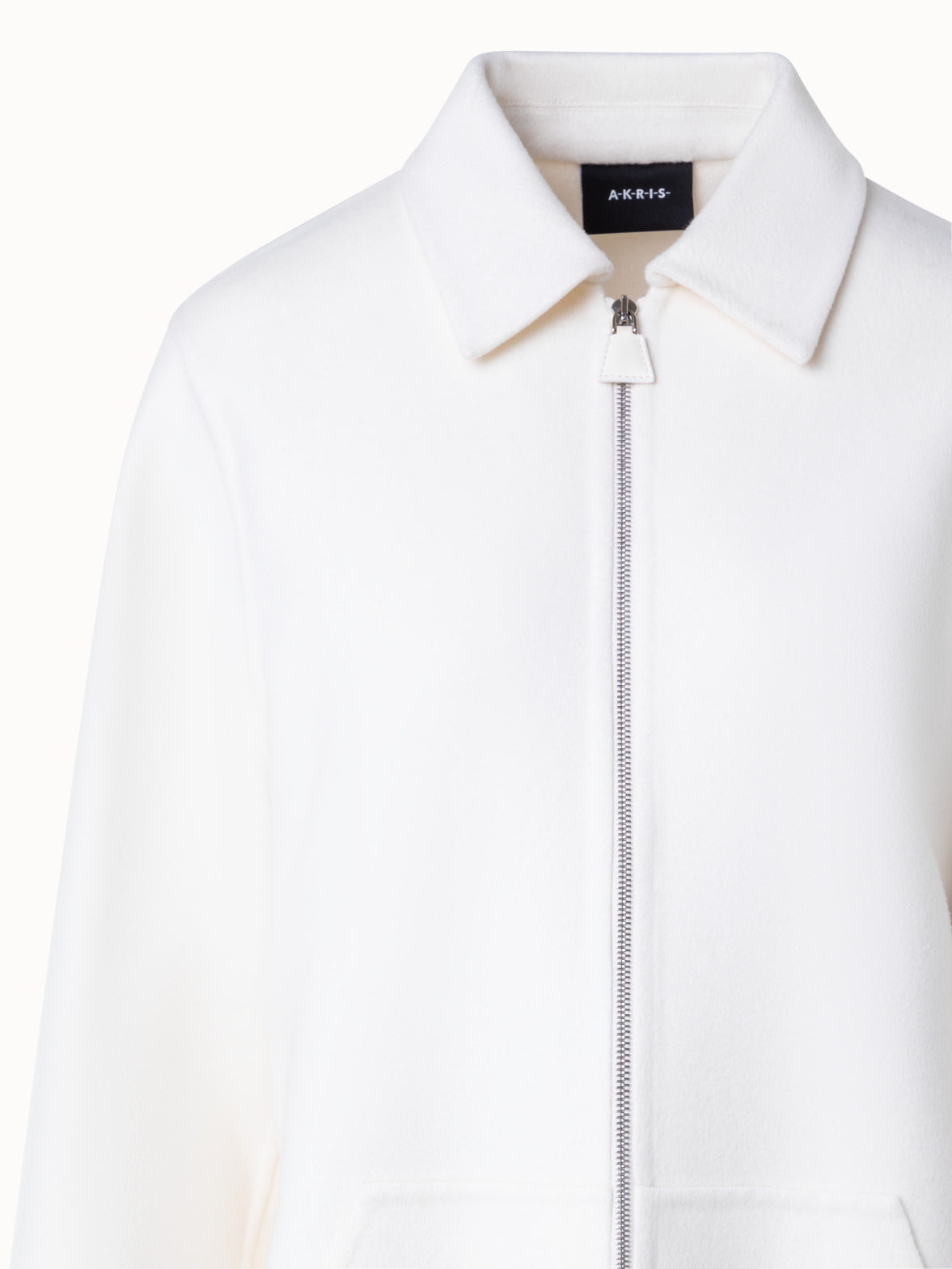 Short Coat in 100% Cashmere Double-Face - white - ecru