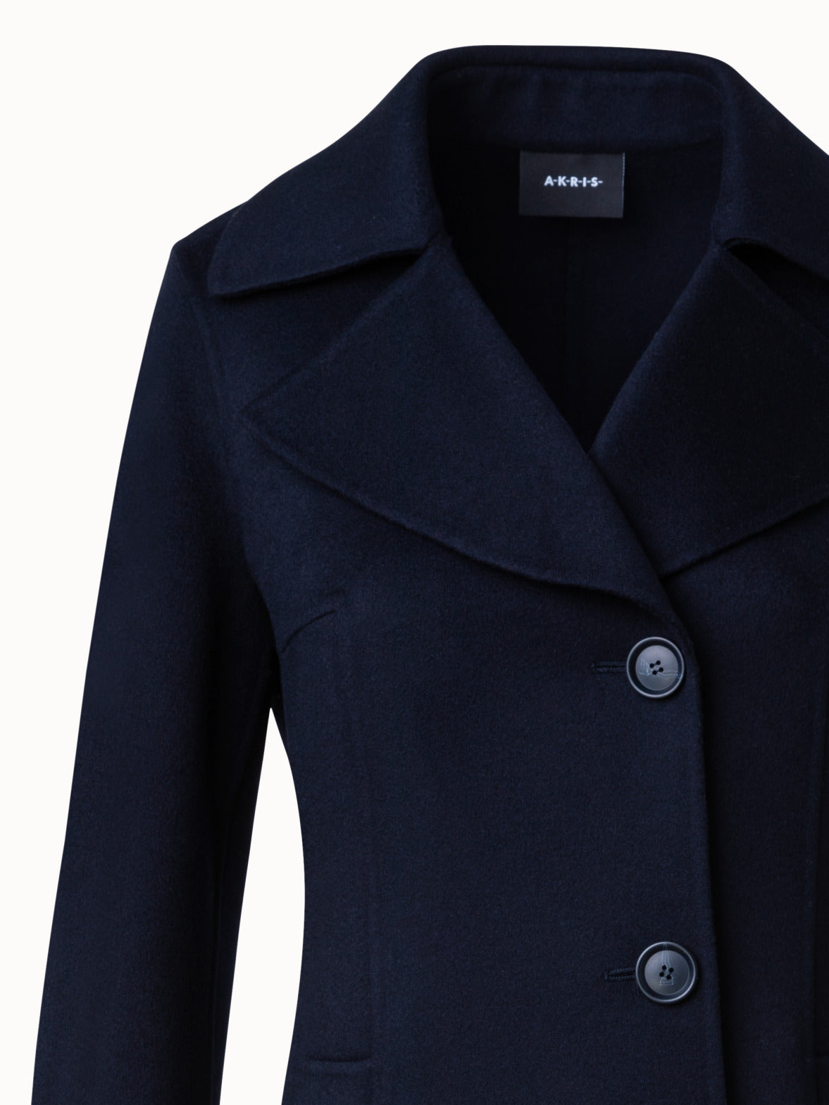 Long Single Breasted Coat in Cashmere Double-Face - blue - navy